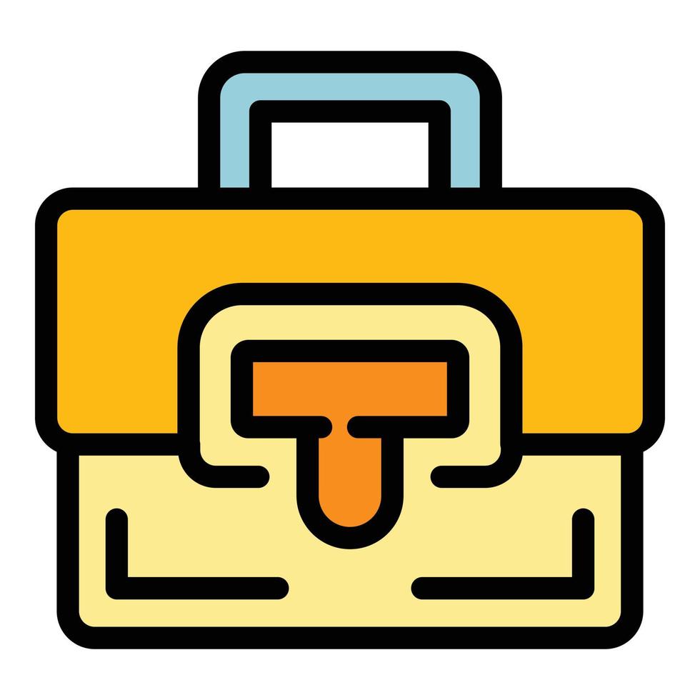 Travel briefcase icon color outline vector