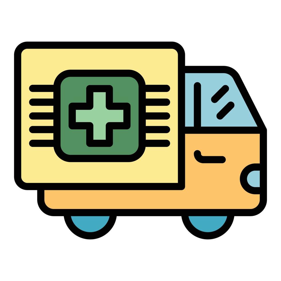 Medical truck icon color outline vector