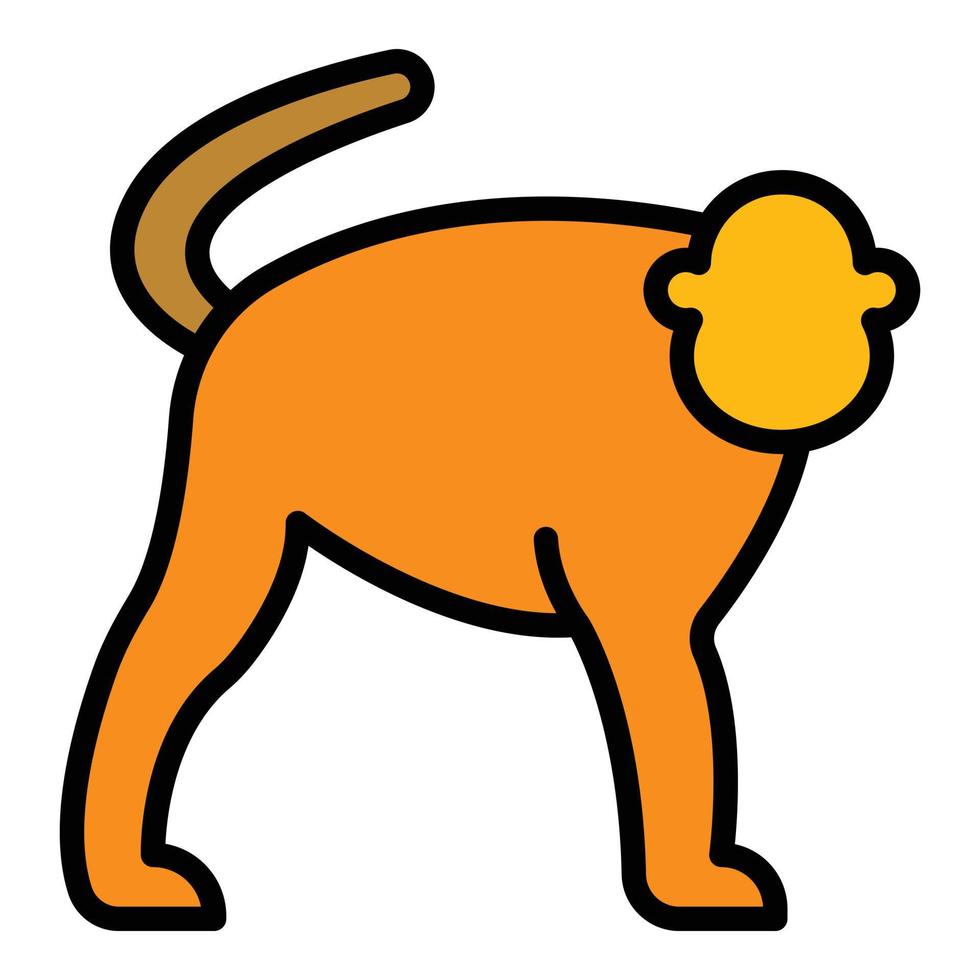 Jungle gibbon icon color outline vector