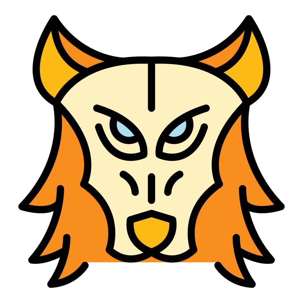 Wild wolf icon color outline vector