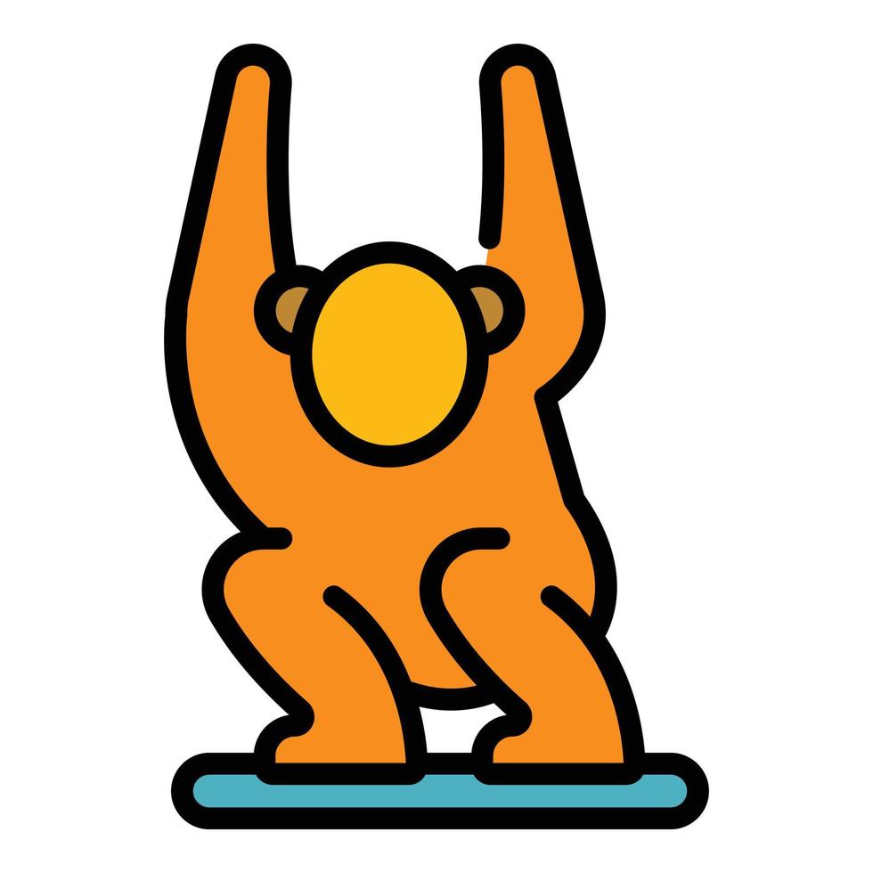 Zoo gibbon icon color outline vector