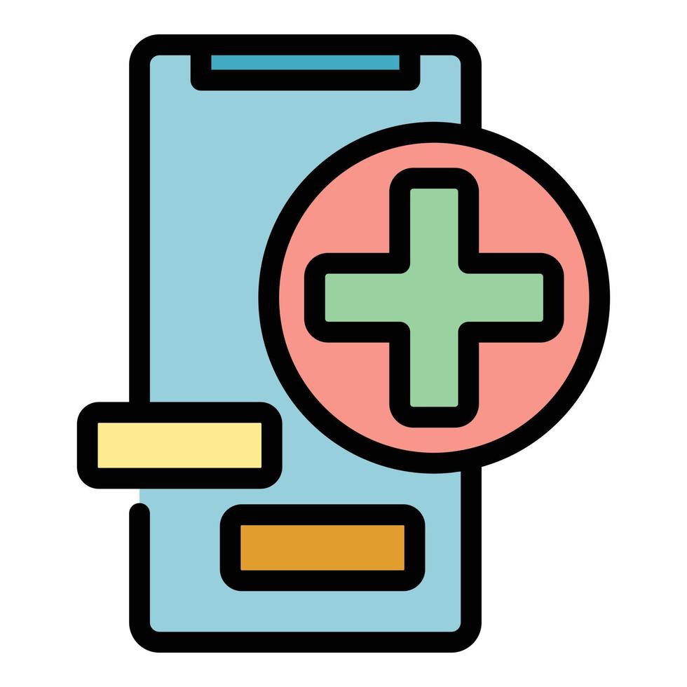Mobile doctor service icon color outline vector