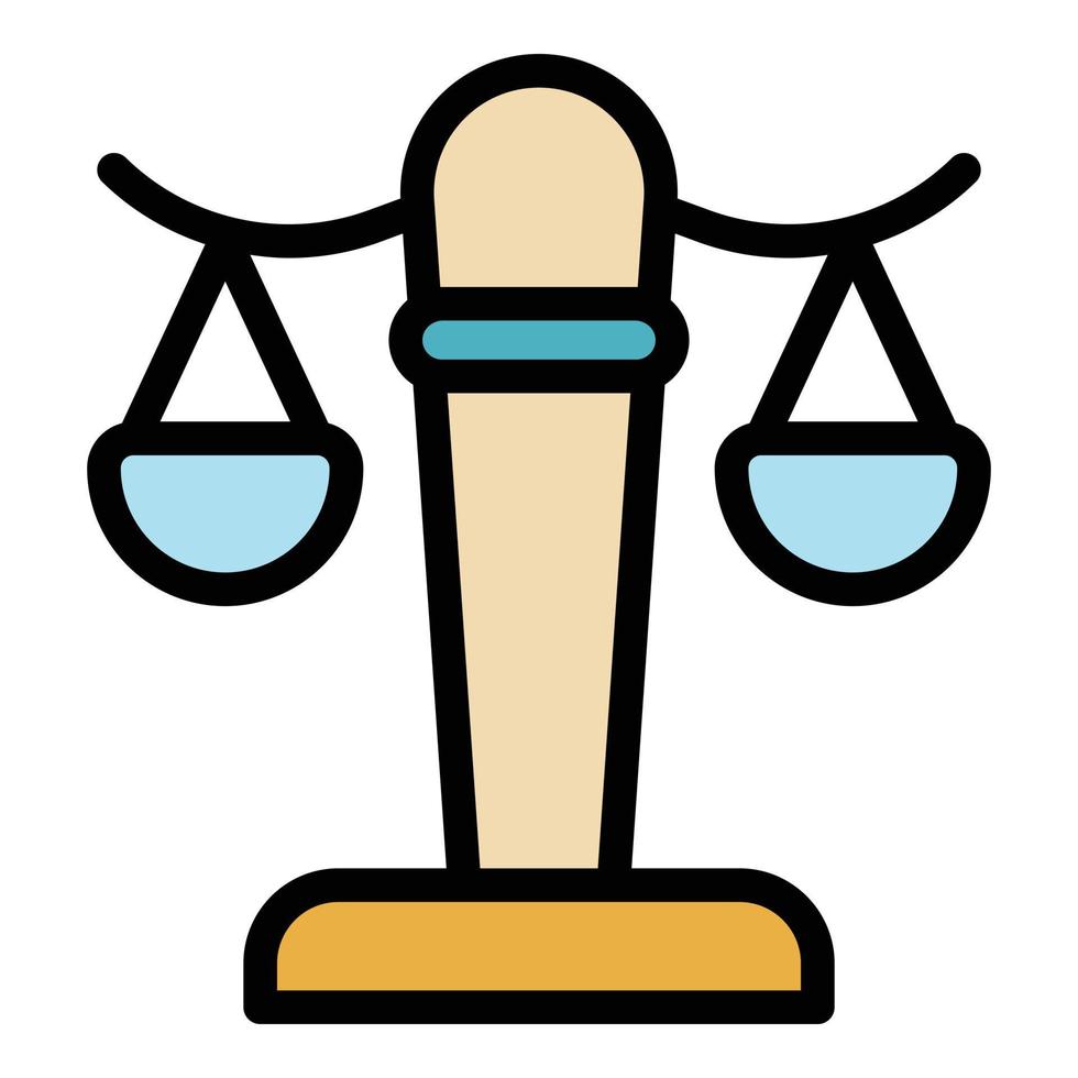 Judge balance icon color outline vector