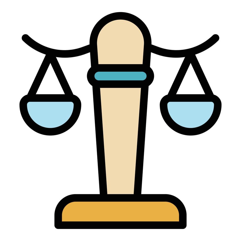 Judge balance icon color outline vector