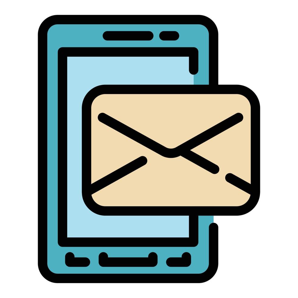 Phone message icon color outline vector
