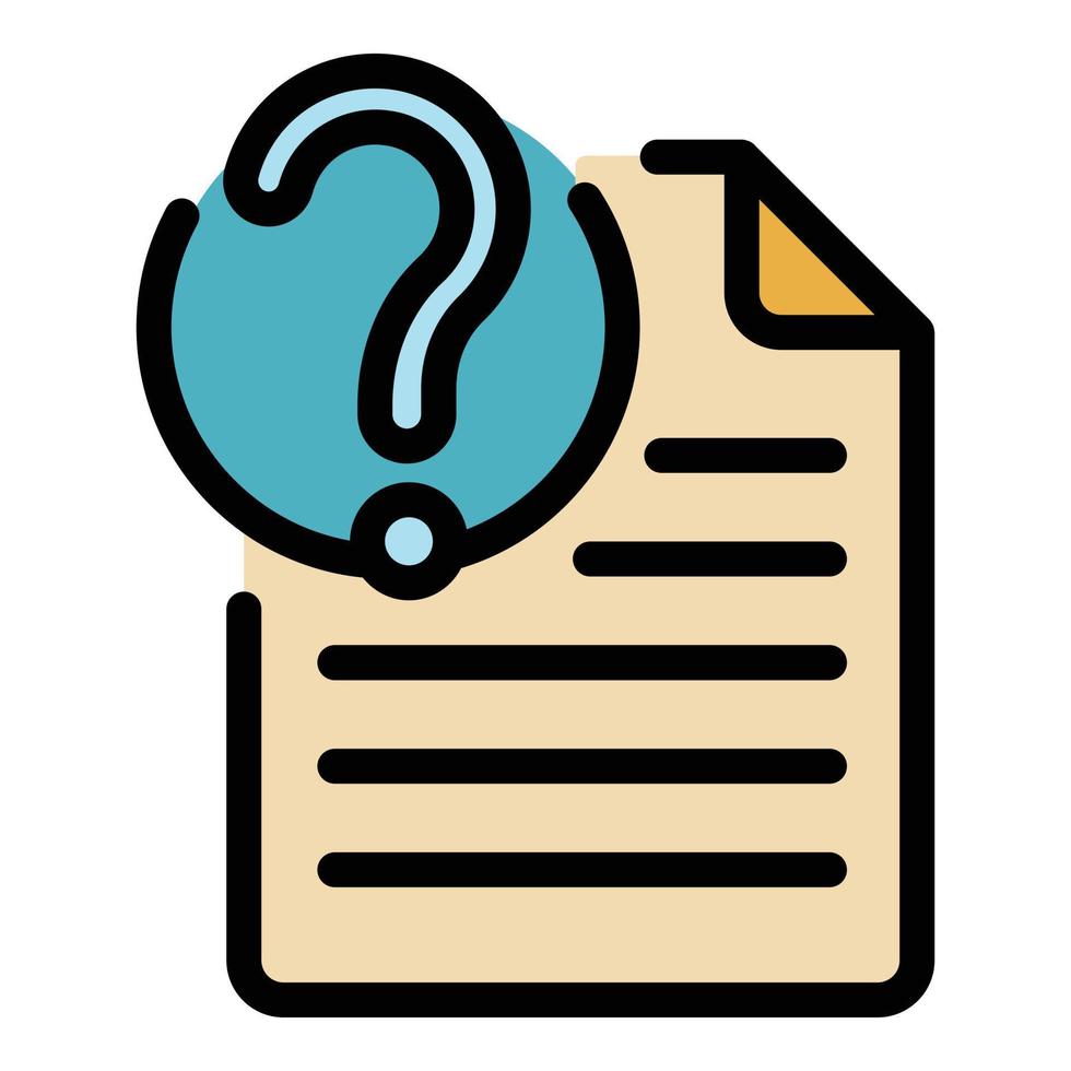 Question document icon color outline vector