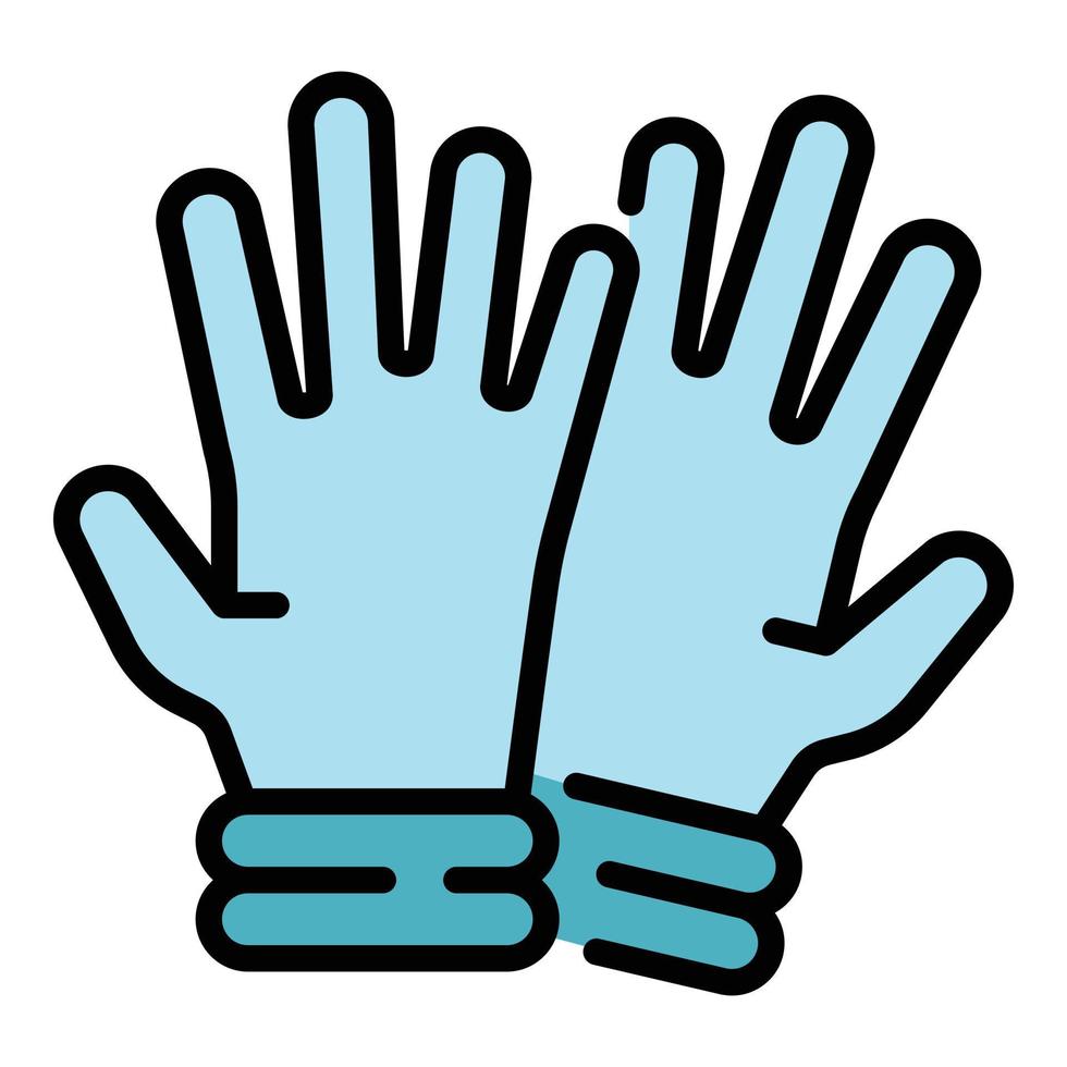 Hospital medical gloves icon color outline vector