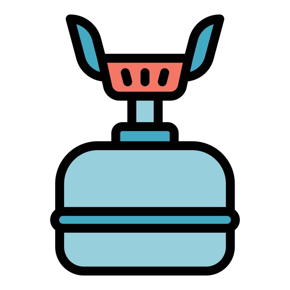 Portable gas stove icon color outline vector