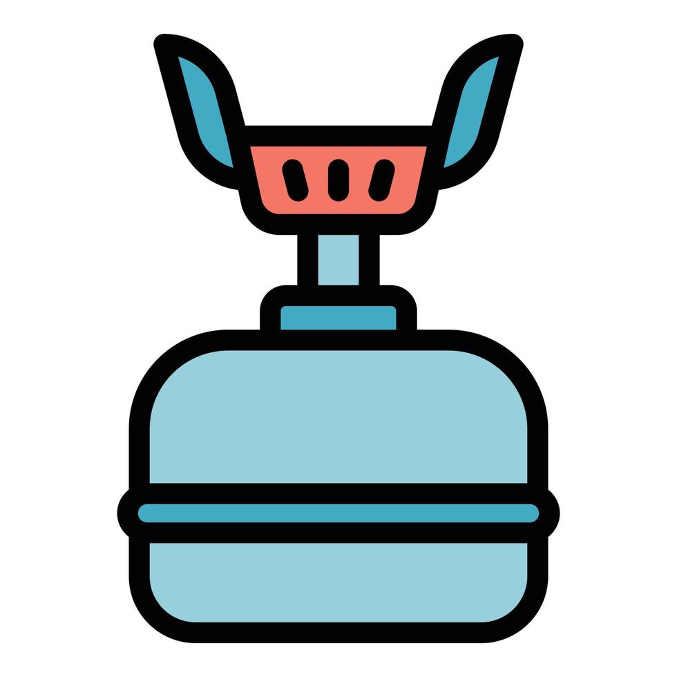 Portable gas stove icon color outline vector