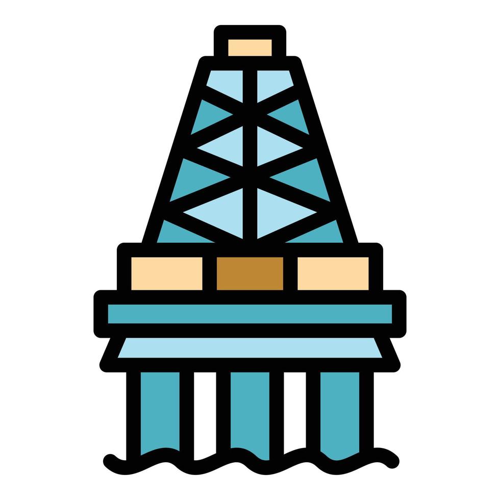 Power sea drilling rig icon color outline vector