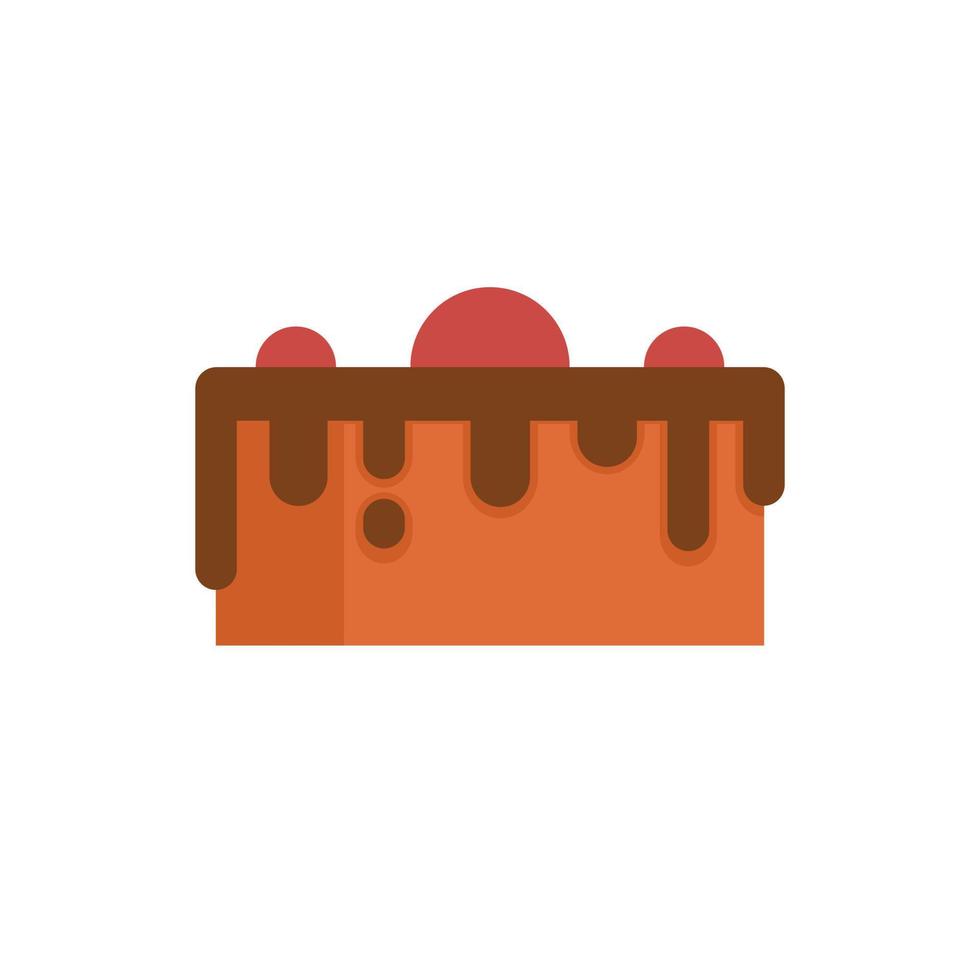 Cherry cake icon flat isolated vector