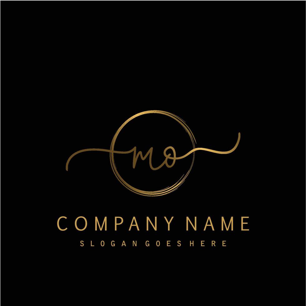 Initial MO handwriting logo with circle hand drawn vector
