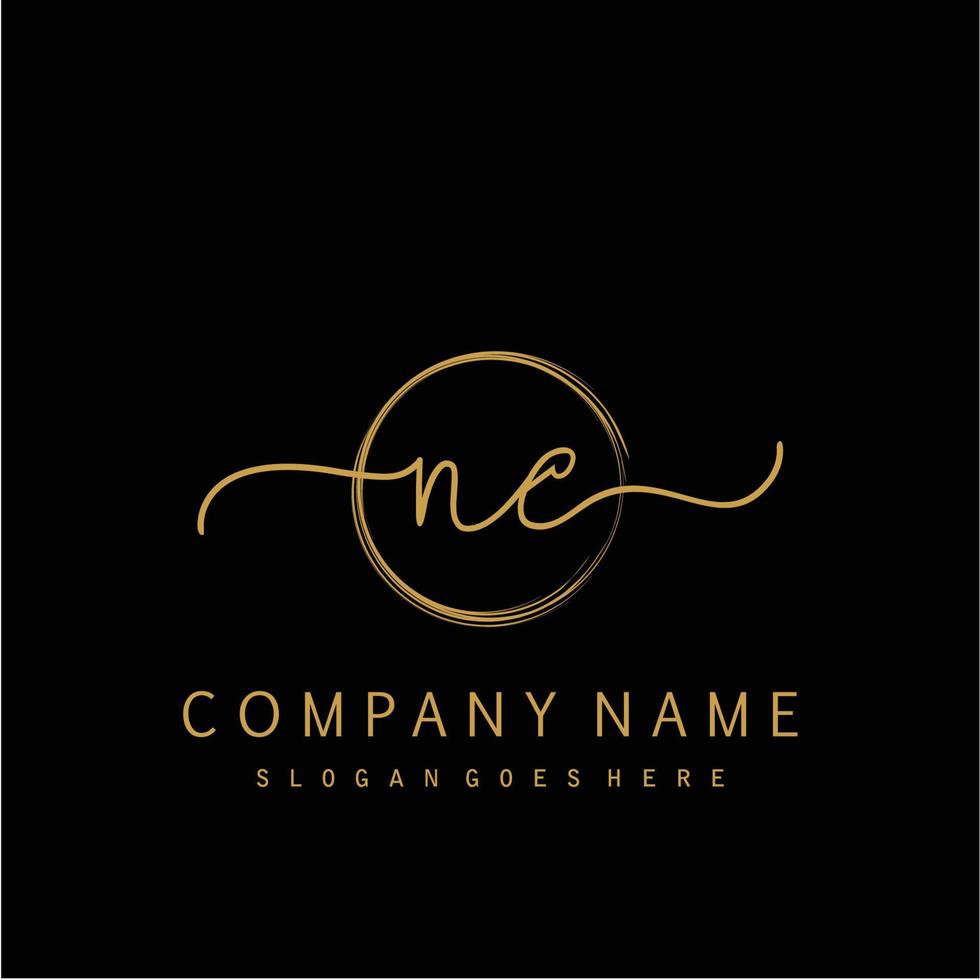 Initial NC handwriting logo with circle hand drawn vector