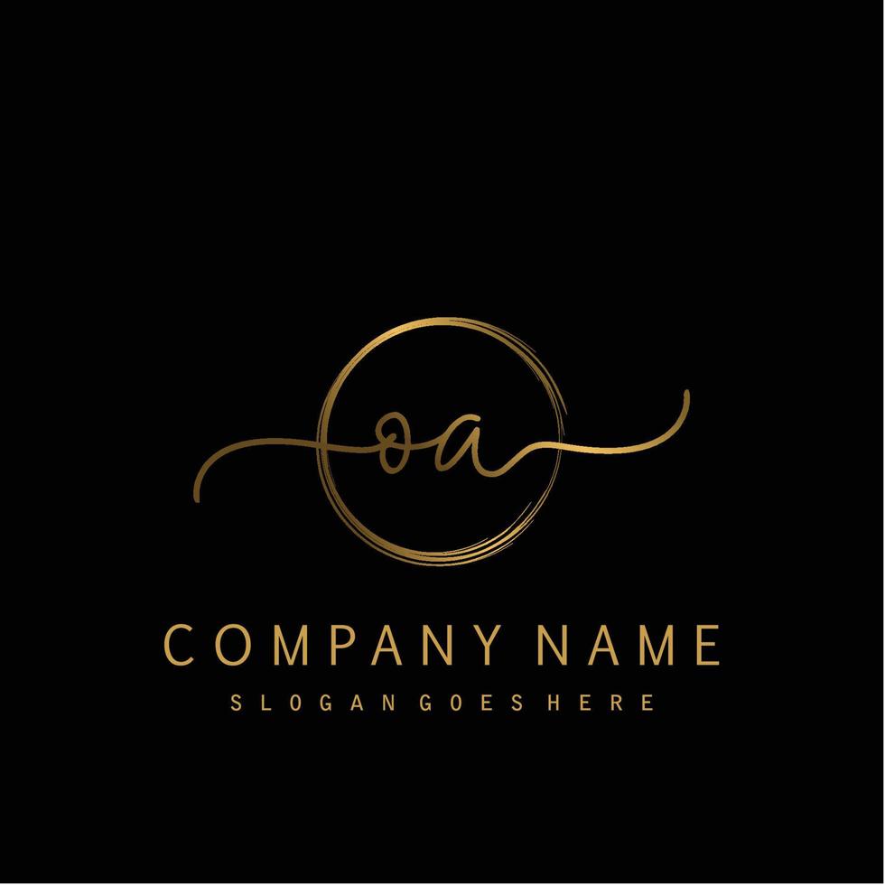 Initial OA handwriting logo with circle hand drawn vector