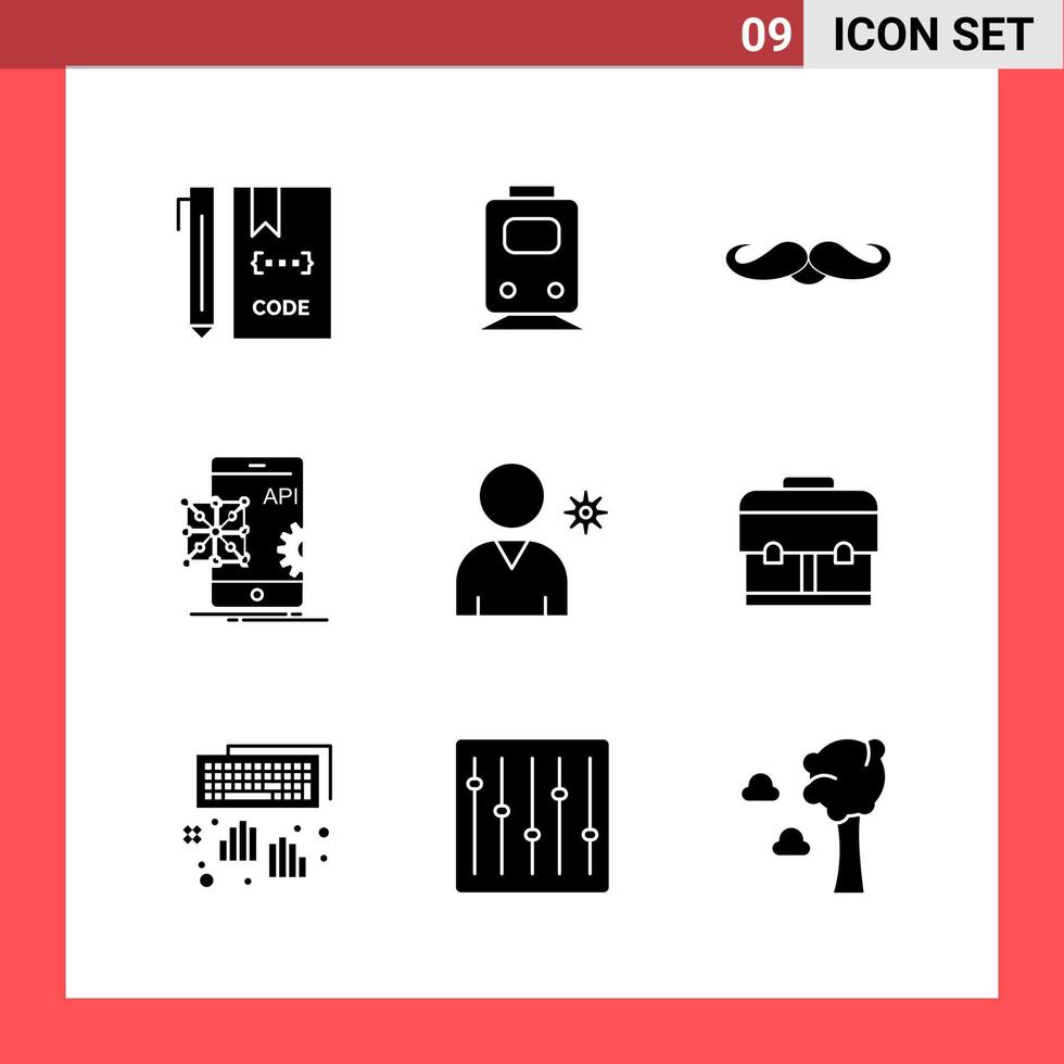 paquete de 9 iconos símbolos de glifo de estilo sólido sobre fondo blanco signos simples para el diseño general fondo de vector de icono negro creativo