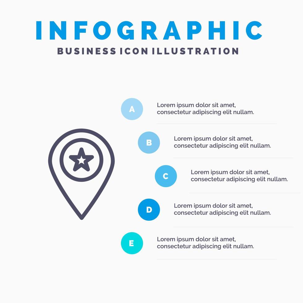 Star Location Map Marker Pin Line icon with 5 steps presentation infographics Background vector