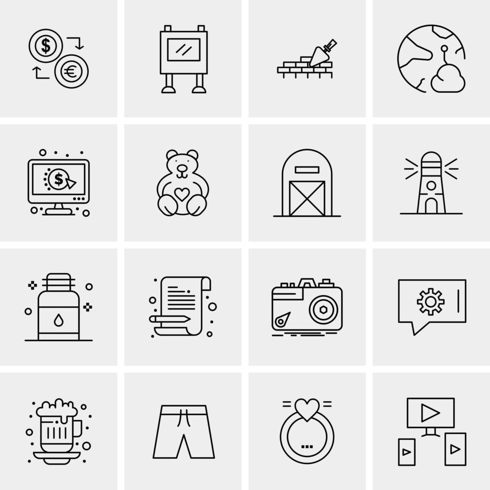 16 iconos de negocios universales vector ilustración de icono creativo para usar en proyectos relacionados con la web y dispositivos móviles