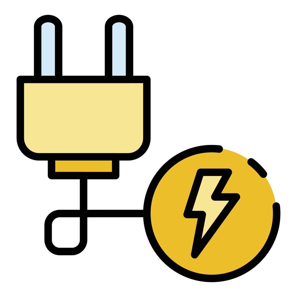 Electric plug wire icon color outline vector