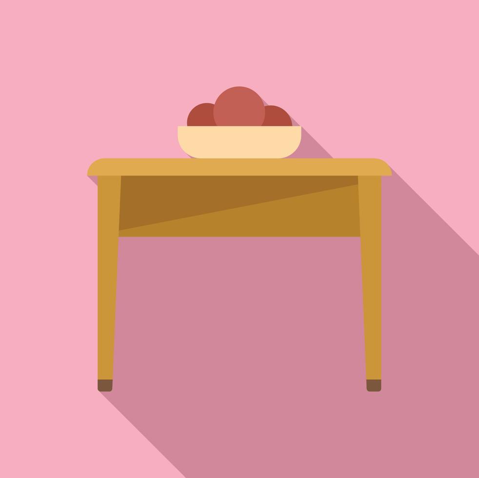 Wood table icon flat vector. Kitchen room vector