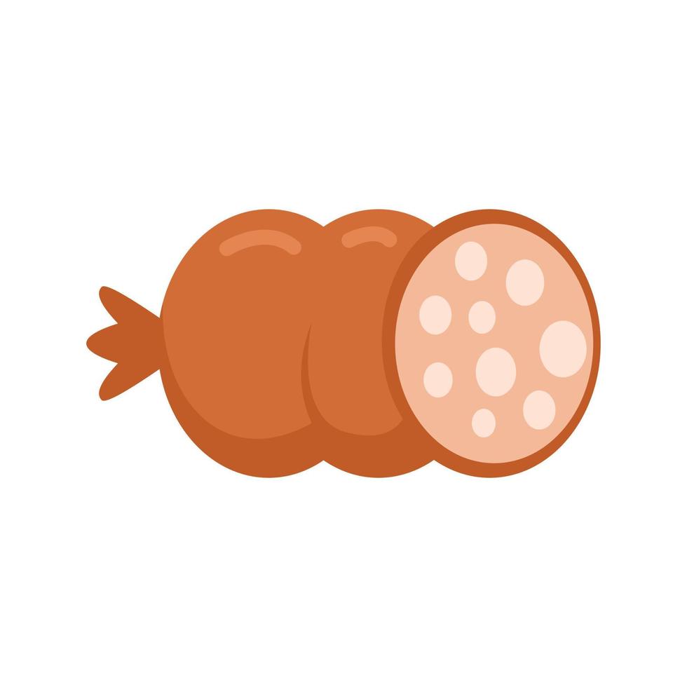 Fried sausage icon flat isolated vector