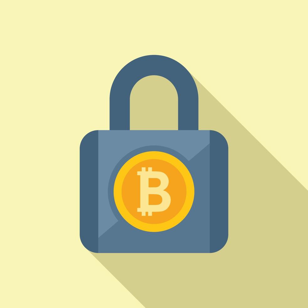 Crypto padlock icon flat vector. Bitcoin money vector