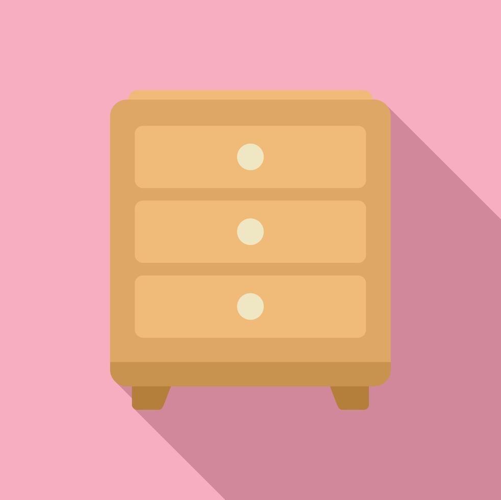 Wood drawer icon flat vector. Room design vector