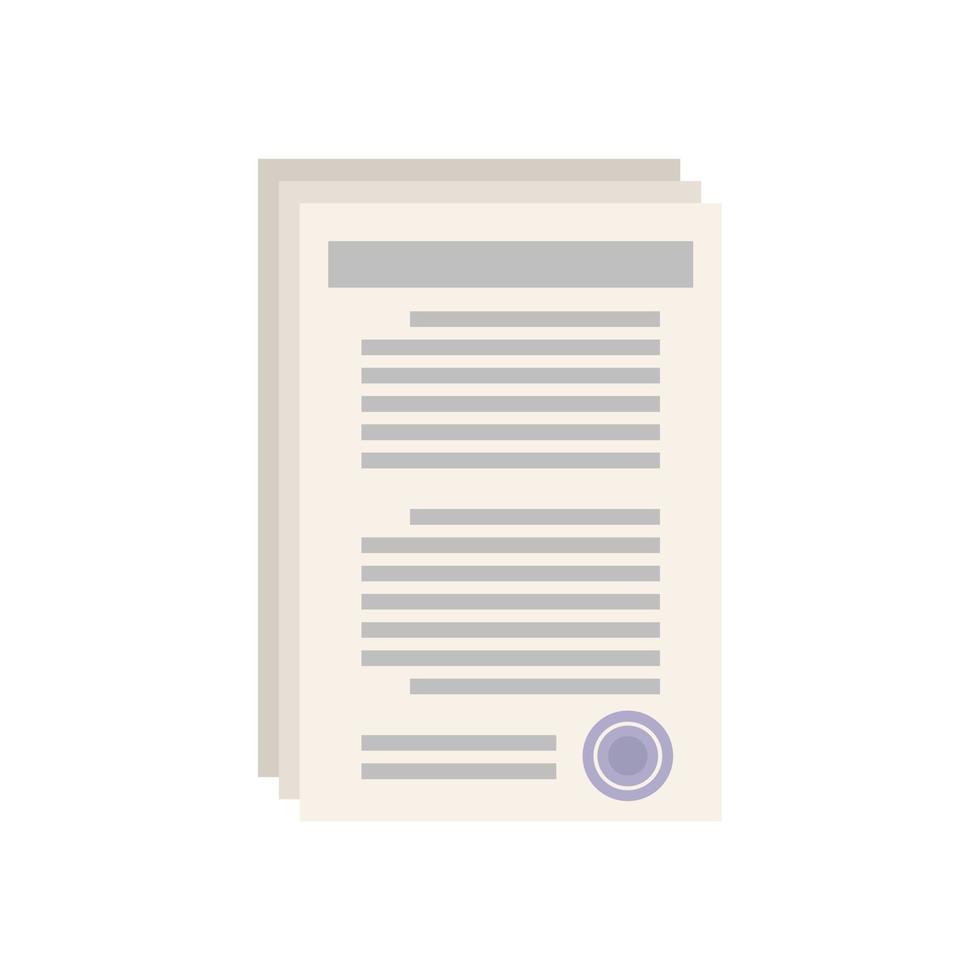 Notary documents icon flat isolated vector