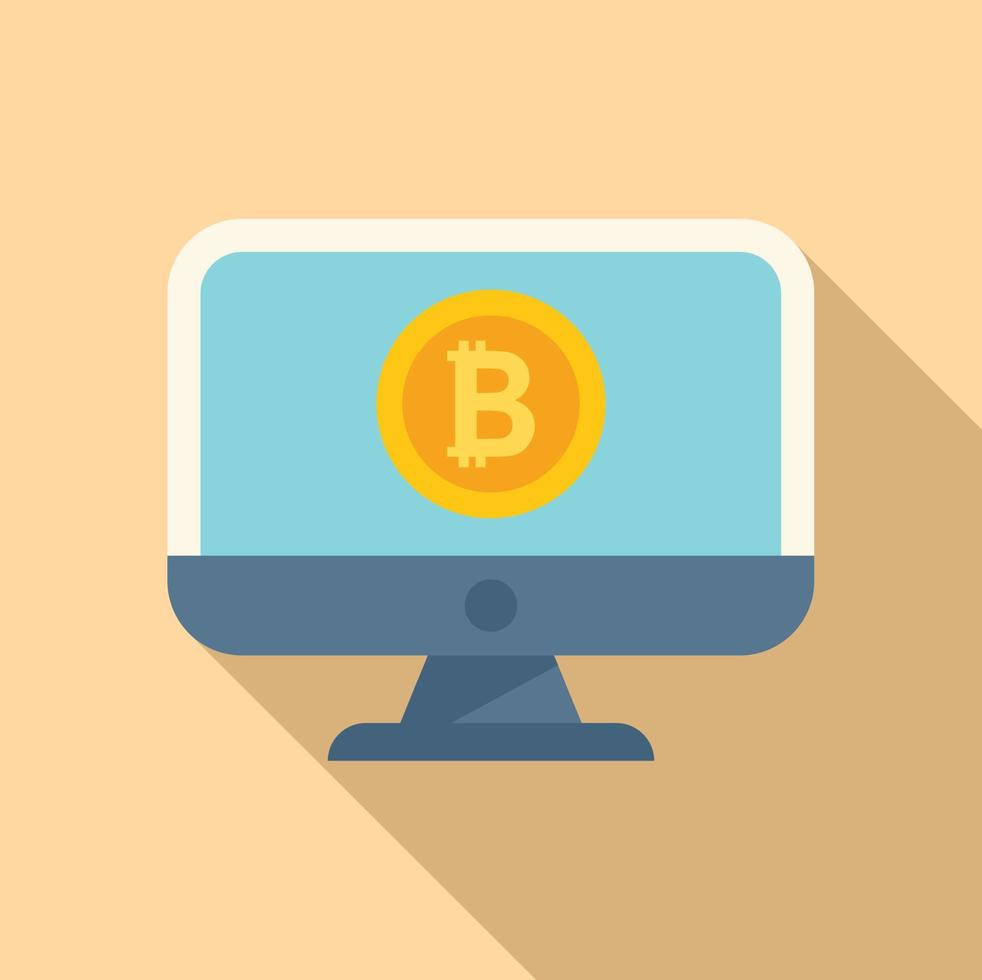 Digital monitor icon flat vector. Money bitcoin vector