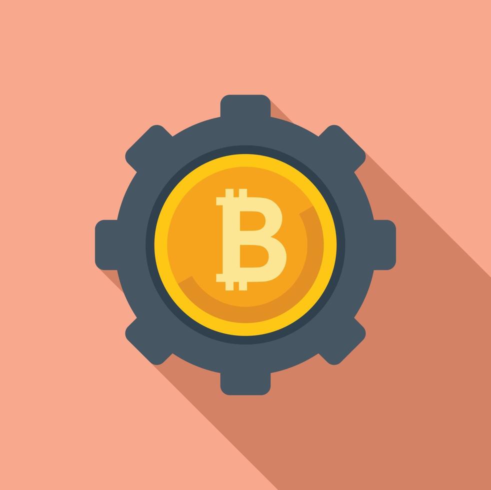 Cryptocurrency gear icon flat vector. Financial payment vector