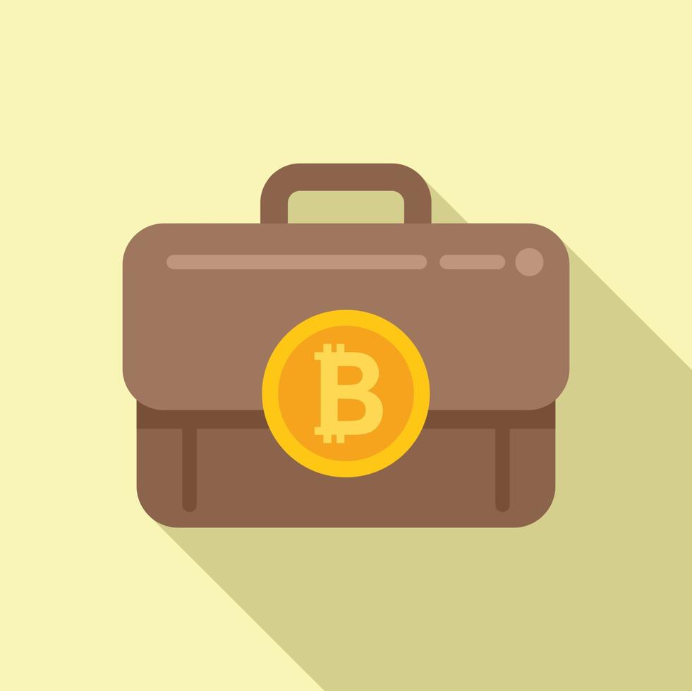 Bitcoin case icon flat vector. Crypto money vector