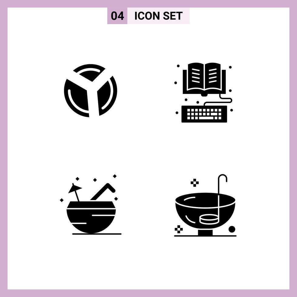 conjunto de 4 iconos modernos de la interfaz de usuario signos de símbolos para los elementos de diseño vectorial editables de bebida de teclado de análisis de playa vector