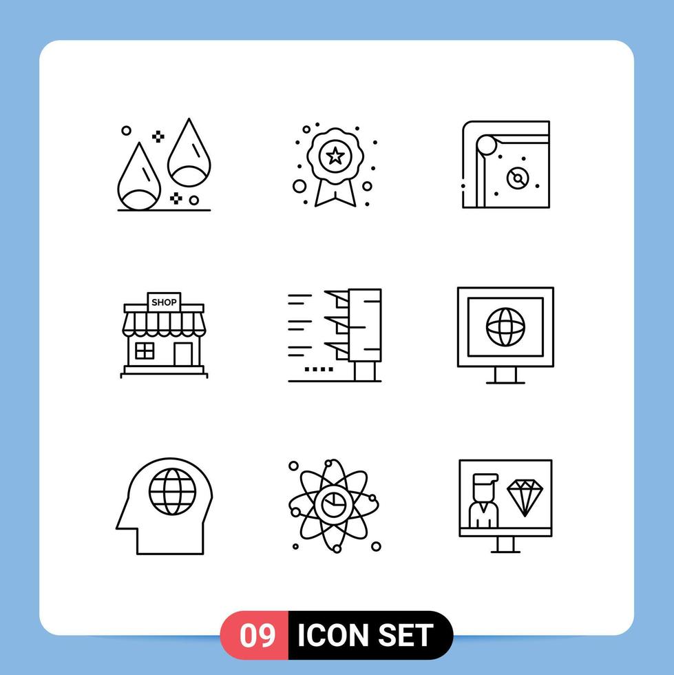 Universal Icon Symbols Group of 9 Modern Outlines of traffic store air hockey online shop Editable Vector Design Elements