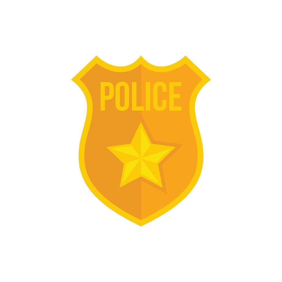 Police gold shield icon flat isolated vector