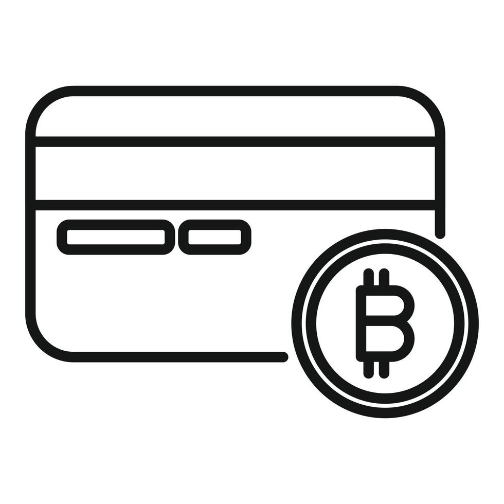 vector de contorno de icono de tarjeta de crédito. dinero bitcoin
