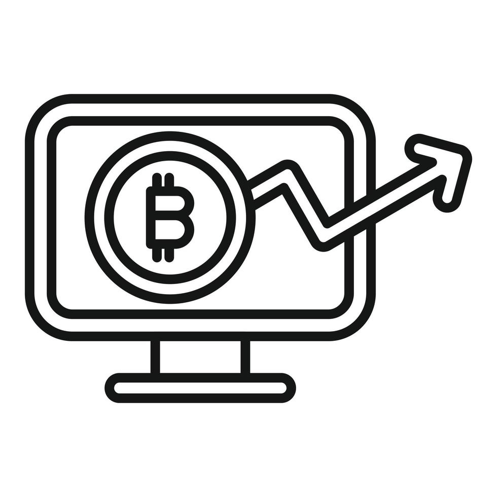 vector de contorno de icono de monitor de criptomoneda. finanzas digitales