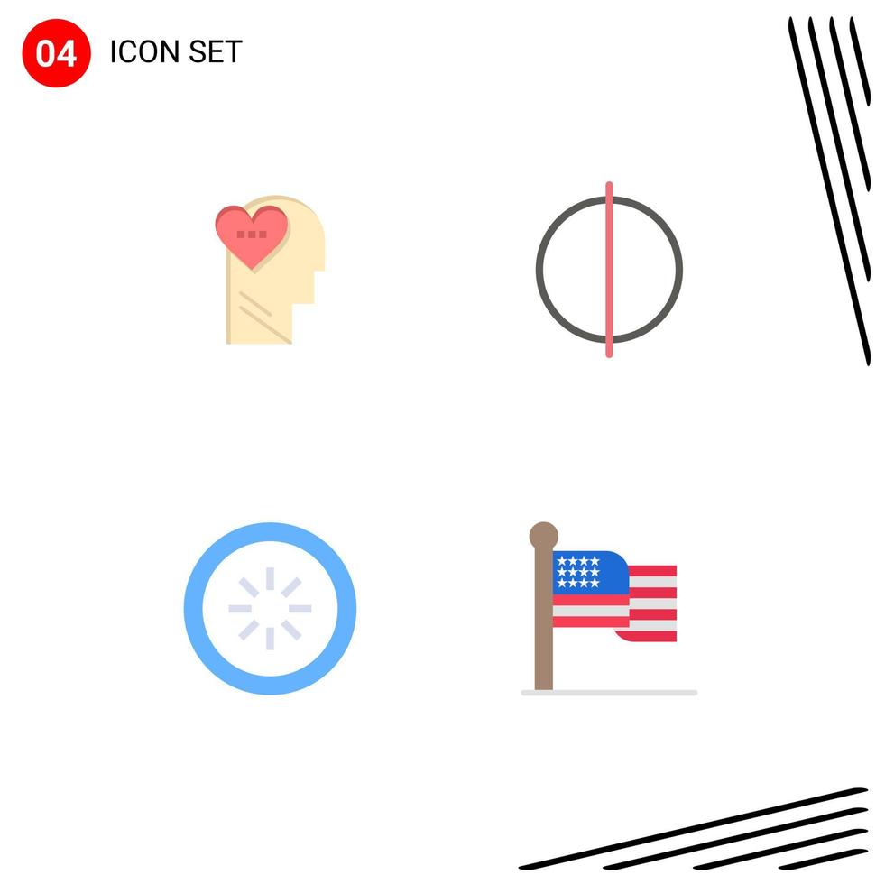 4 Flat Icon concept for Websites Mobile and Apps feelings connection head quality loading Editable Vector Design Elements