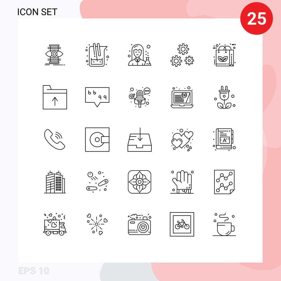 Universal Icon Symbols Group of 25 Modern Lines of service gears lab configuration pharmacy Editable Vector Design Elements