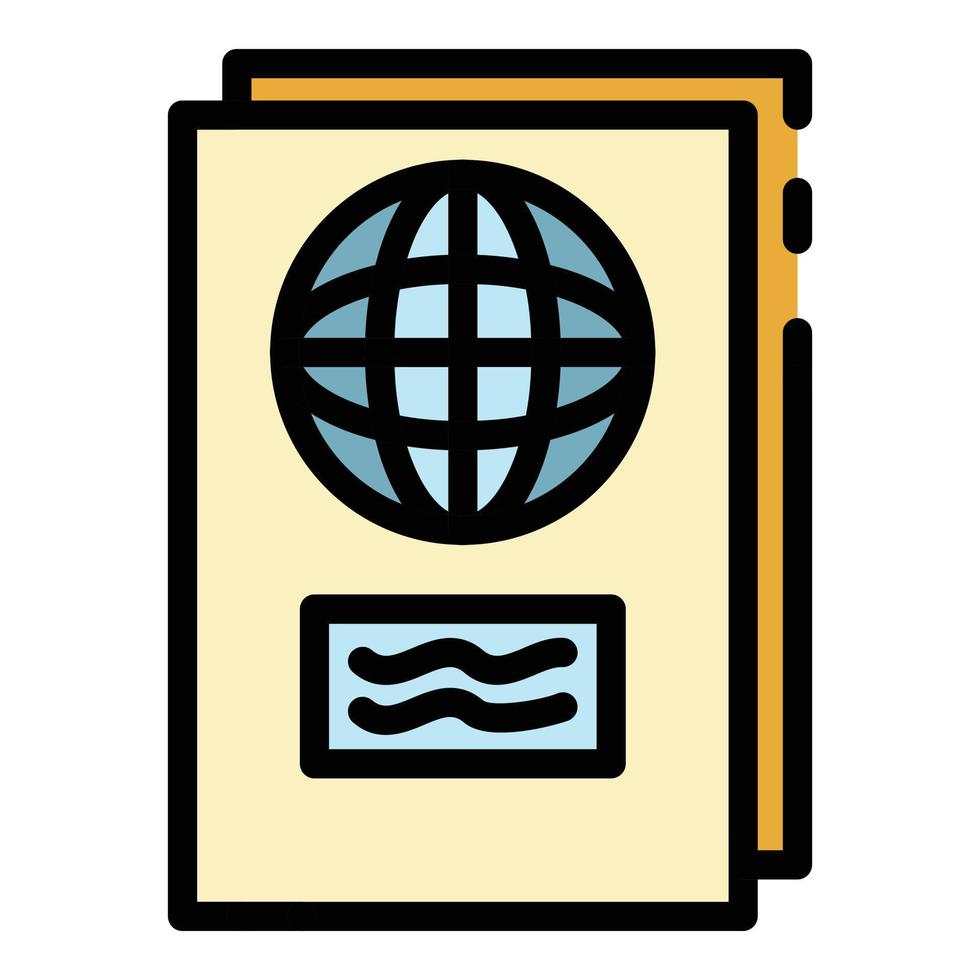 International passport icon color outline vector