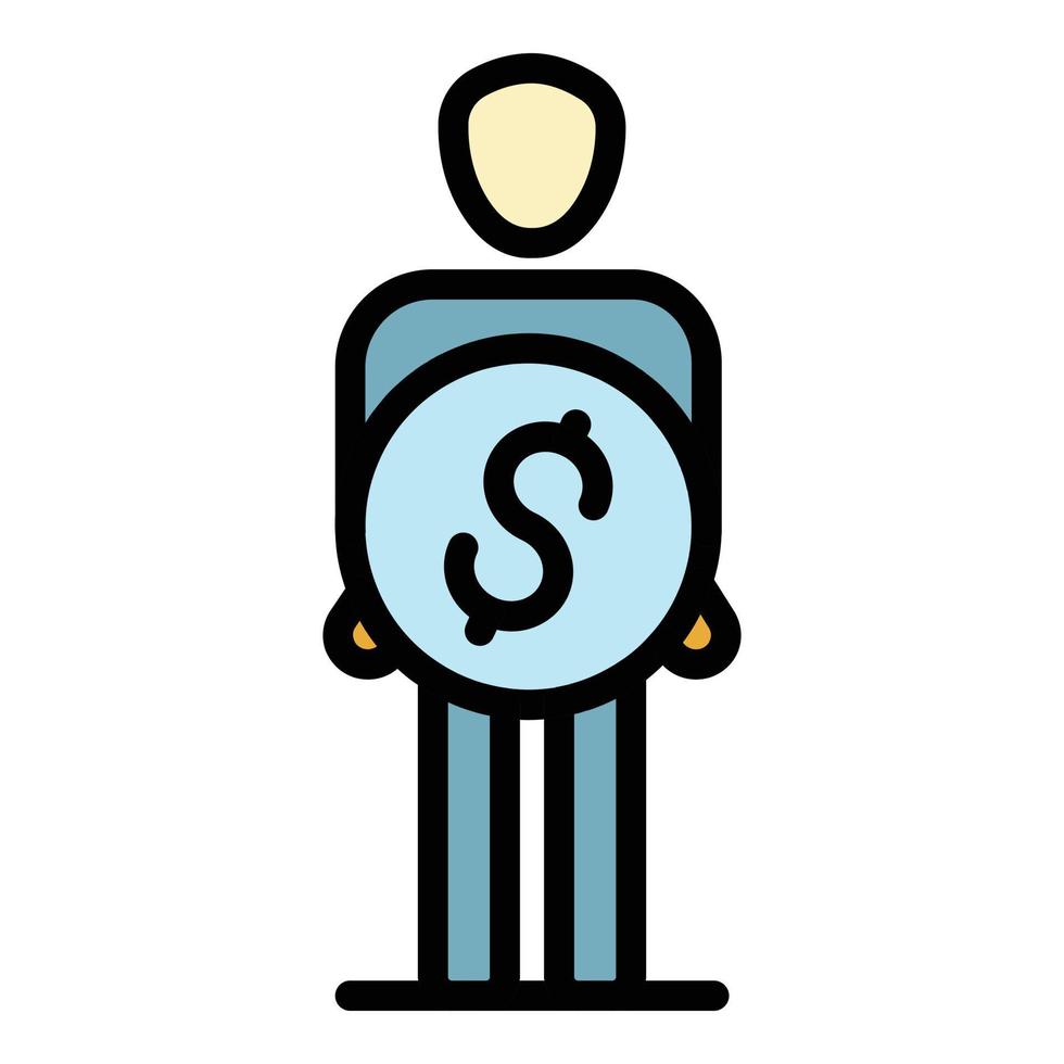 hombre tomar dinero crédito icono color contorno vector