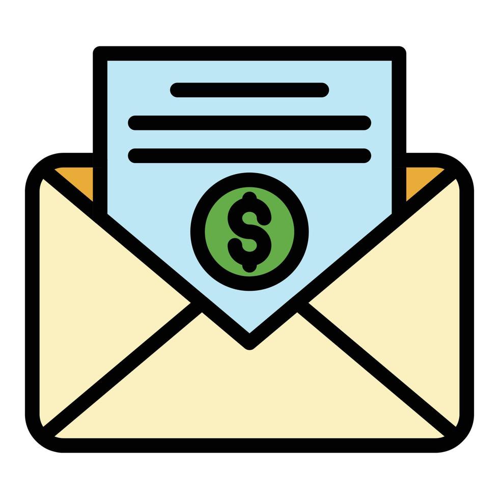 Mail tax letter icon color outline vector