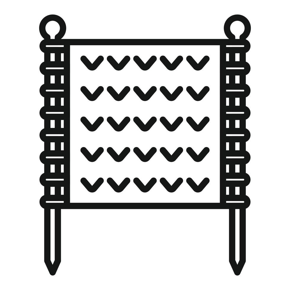 vector de contorno de icono de herramienta de tejer. tejido de lana