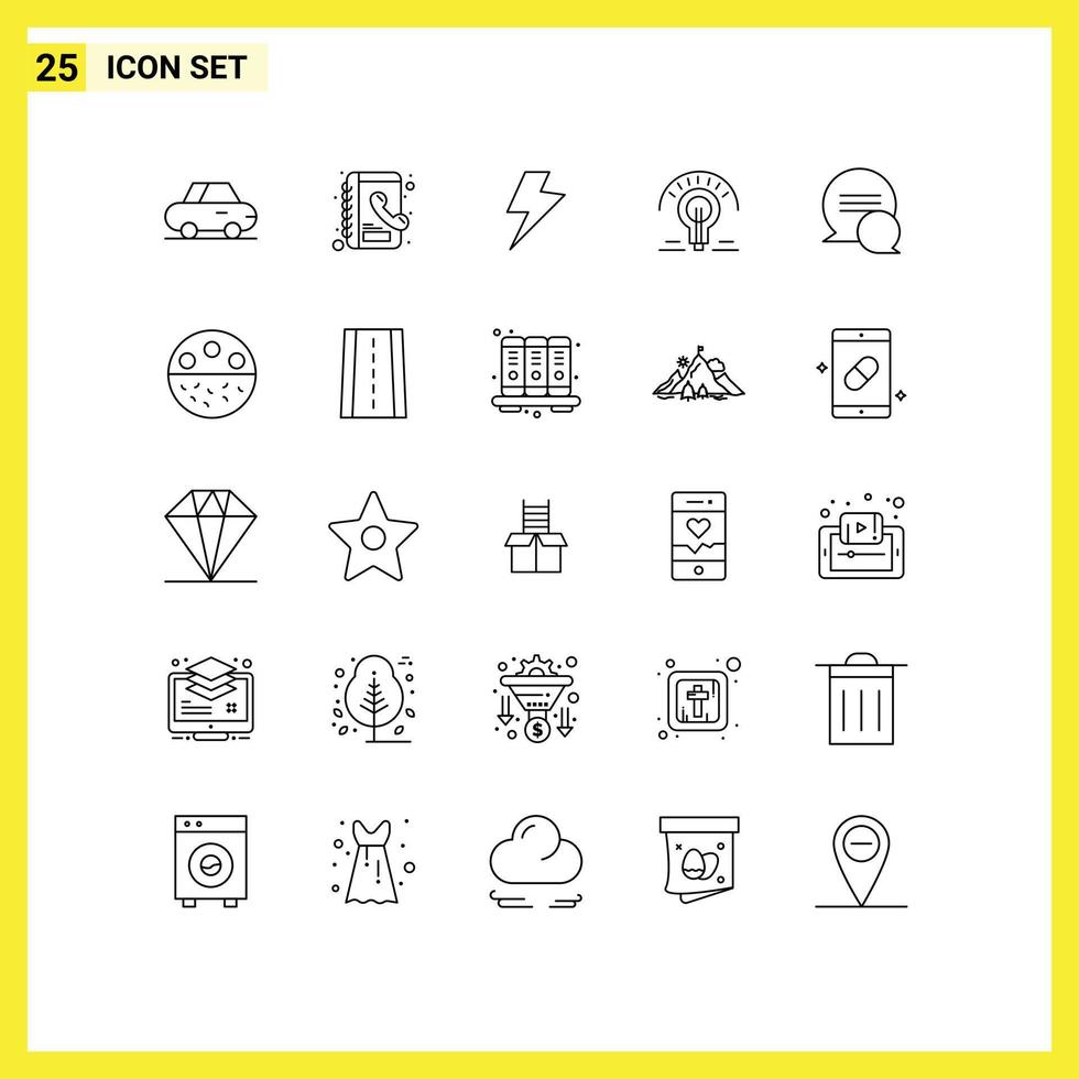 Set of 25 Commercial Lines pack for mineral bone bulb messages chat Editable Vector Design Elements