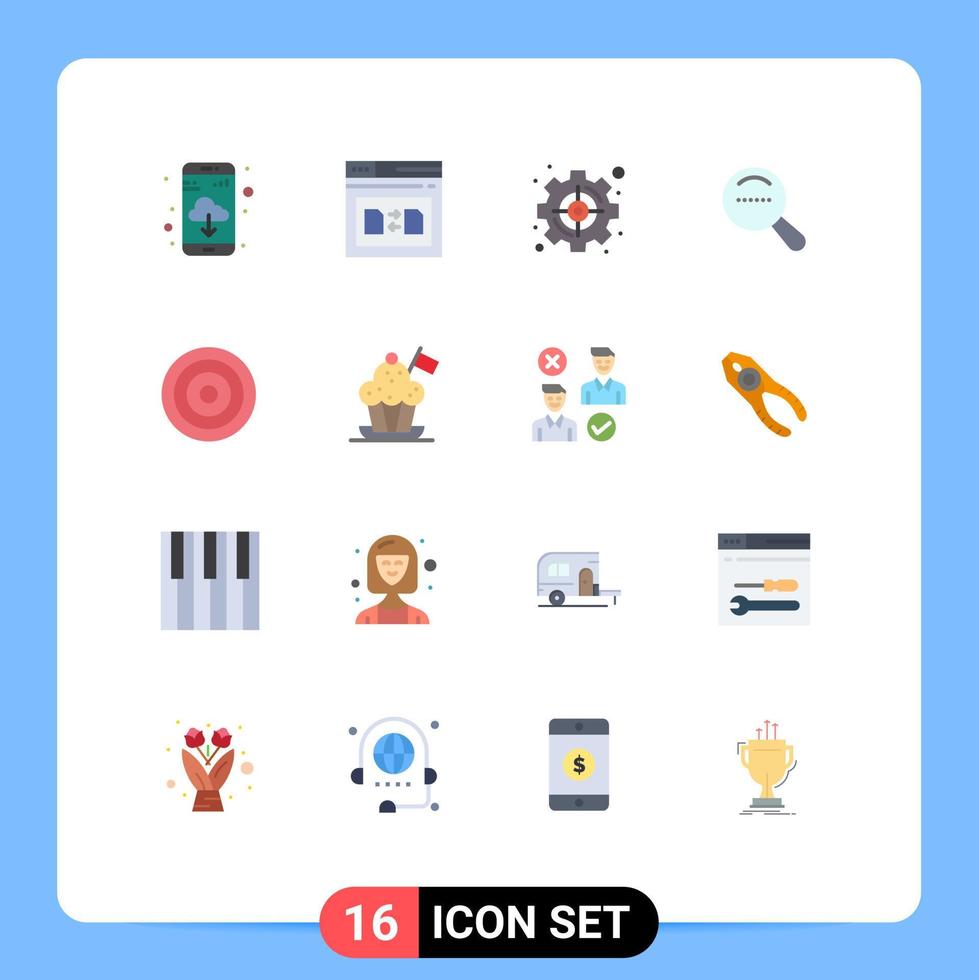 Flat Color Pack of 16 Universal Symbols of interface dote goal search target Editable Pack of Creative Vector Design Elements