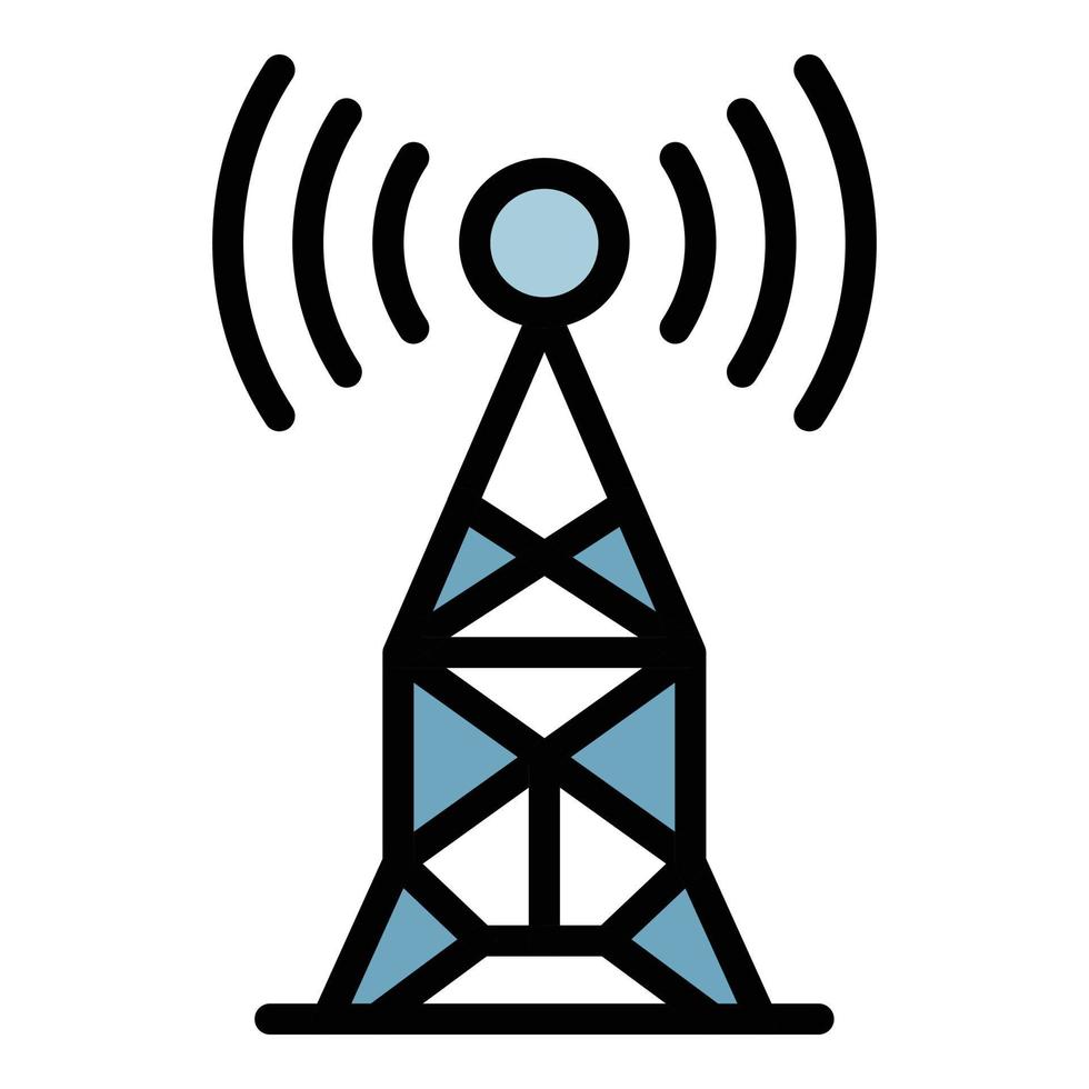 Radio antenna icon color outline vector