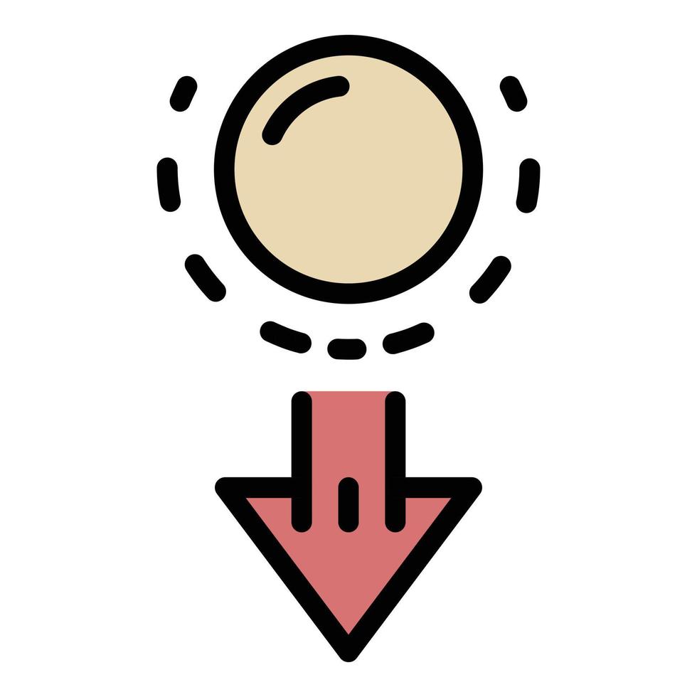 Ball and down arrow icon color outline vector