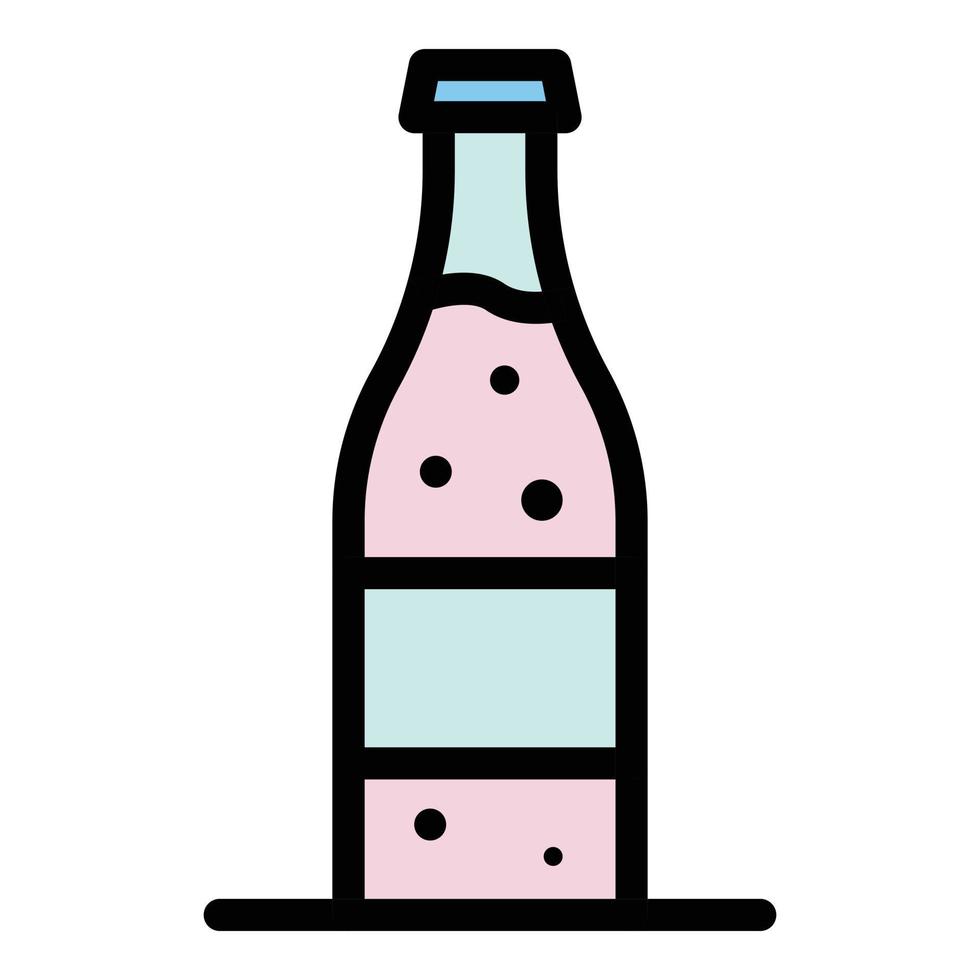 Glass bottle of lemonade icon color outline vector