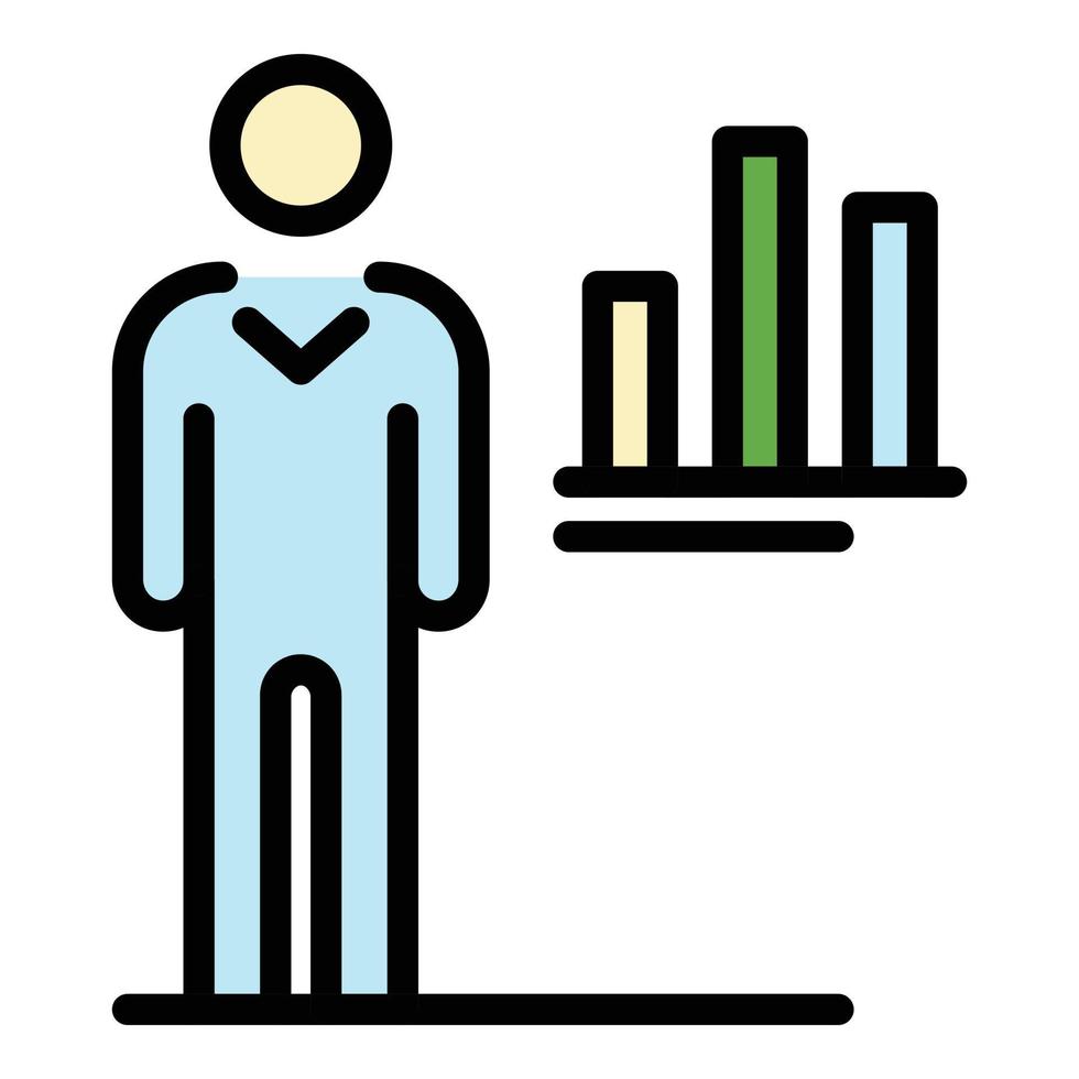 Man target chart icon color outline vector