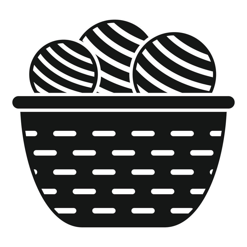 Basket wool ball icon simple vector. Knit yarn vector