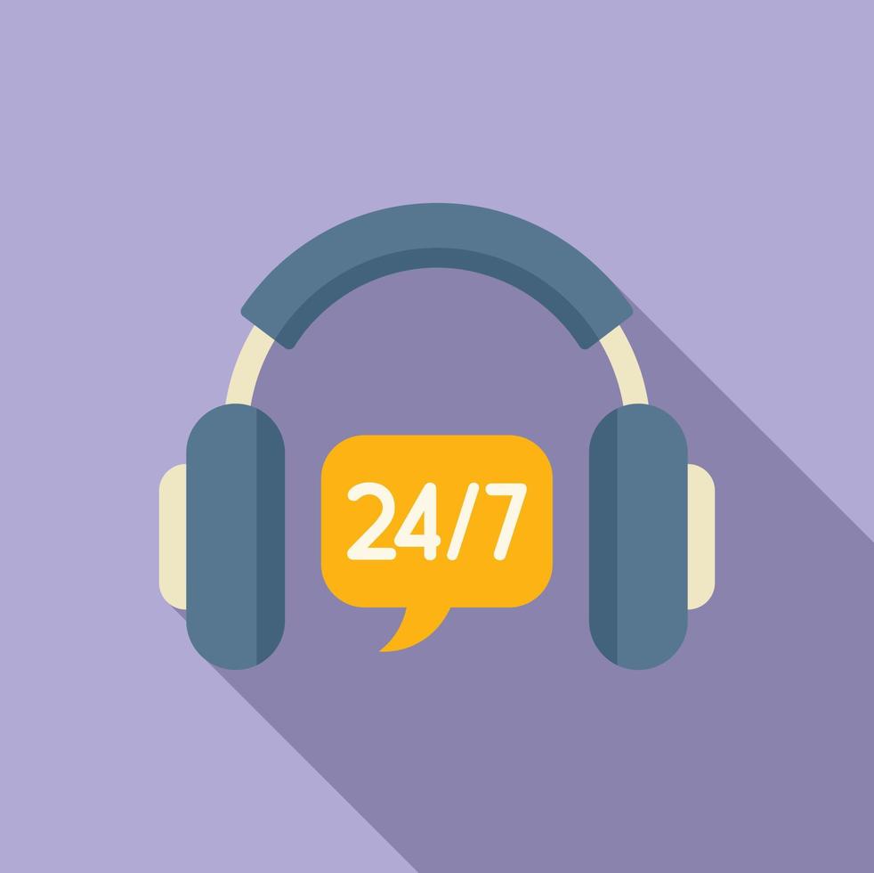 24 hour support icon flat vector. Office service vector