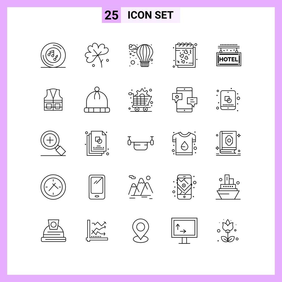 25 iconos en estilo de línea símbolos de contorno sobre fondo blanco signos vectoriales creativos para web móvil e imprimir fondo de vector de icono negro creativo